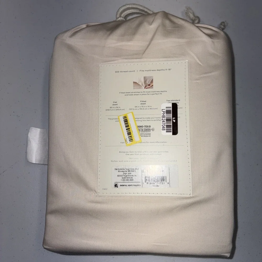 Casaluna Temperature Balancing Sheet Set White Cotton 300 Ct Full